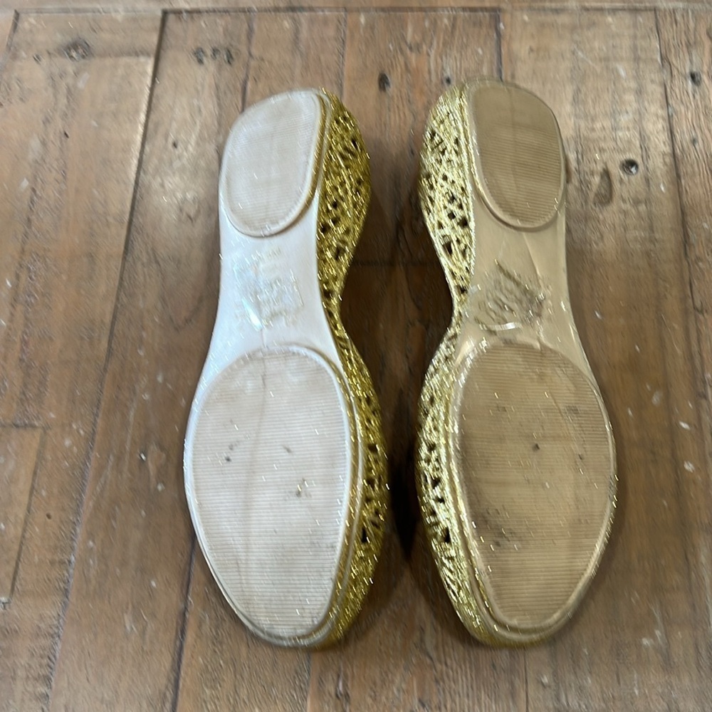 Melissa + Campana metallic gold glitter jelly flat shoes - Picture 7 of 7